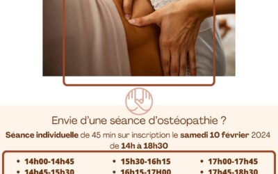 SEANCES D’OSTEOPATHIE le 10 Février 2024